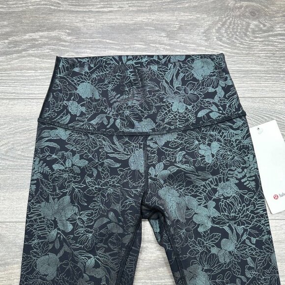Lululemon Womens Leggings Wunder Train High Rise 25 Black Iridescent Foil Size 2 - Picture 4 of 12